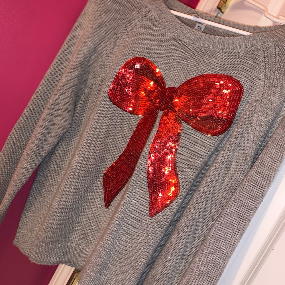 Bethany Mota Sequin Bow Sweater- Aeropostale